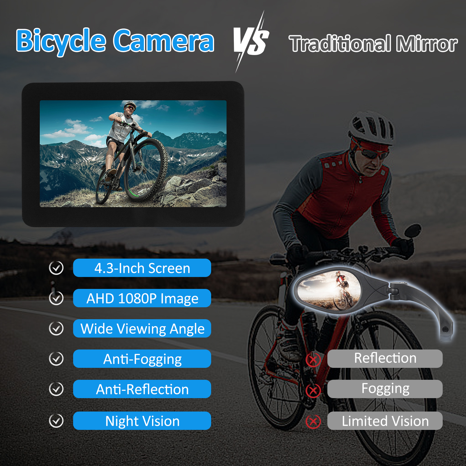 Handlebar Bike Mirror, 1080P R - Cycling Zones 评论和价格