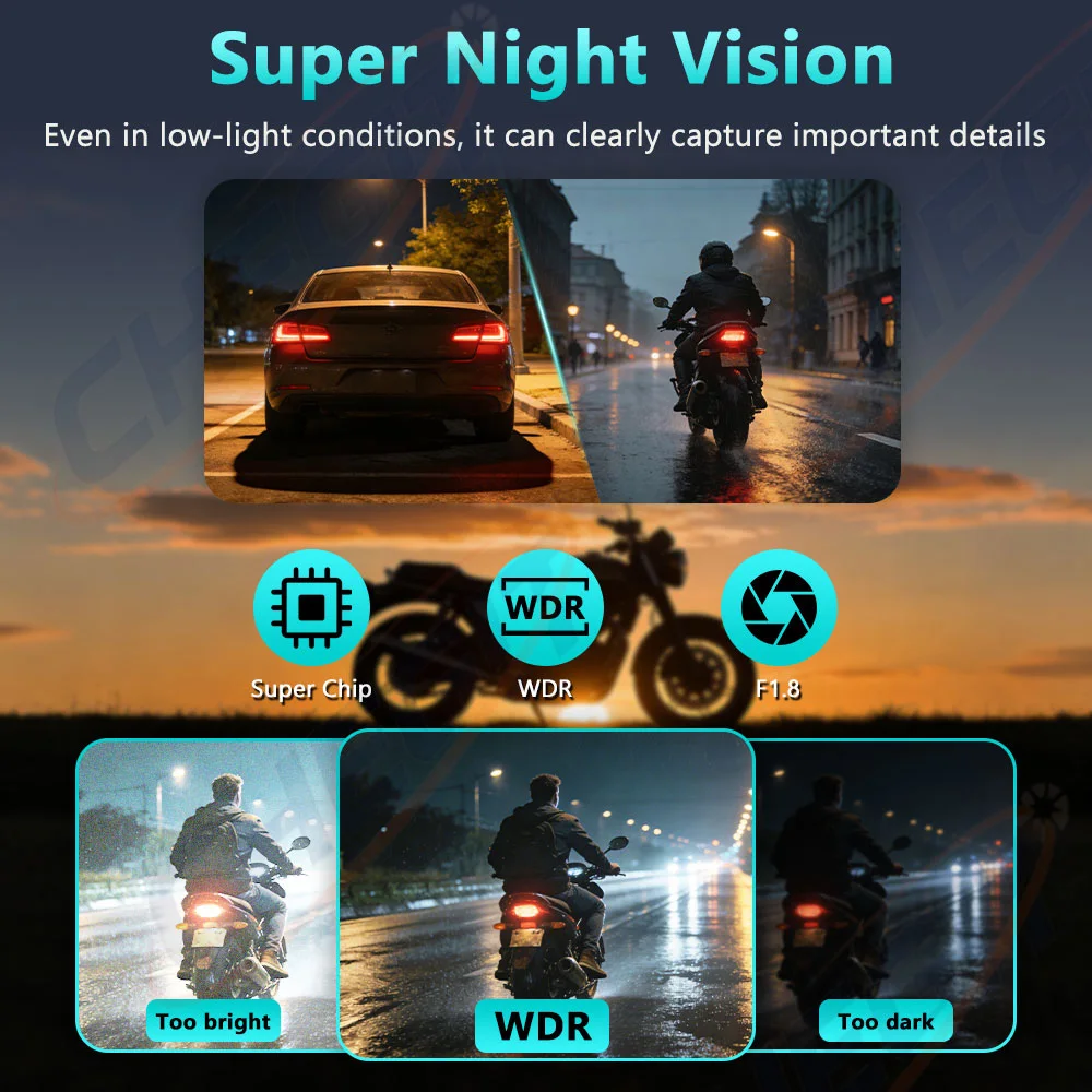 New 2K HD Motorcycle DVR WiFi  - Cycling Loop 评论和价格