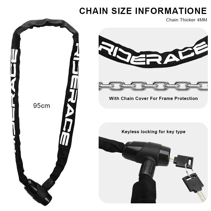 RIDERACE Bicycle Chain Lock Po - U Lock Heavy Duty 评论和价格